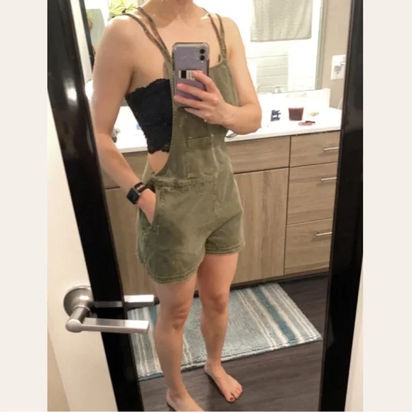 Free People In My Mind Washed Shortalls - Picture 7 of 8